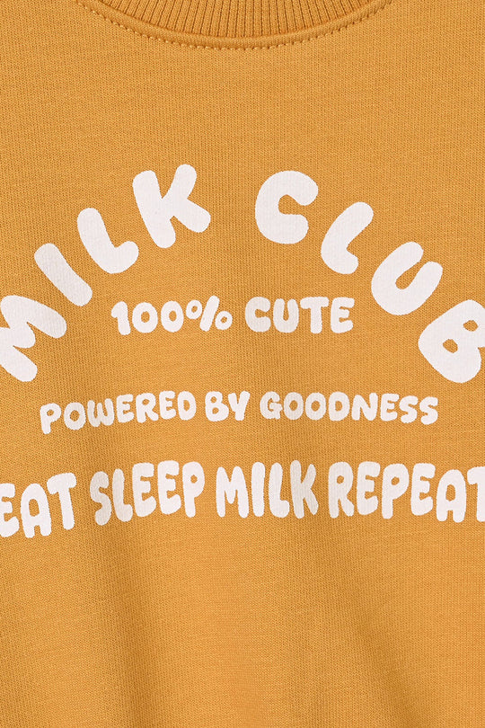 Infant Boys Cotton Terry 2 Piece Suit Milk Club-Yellow