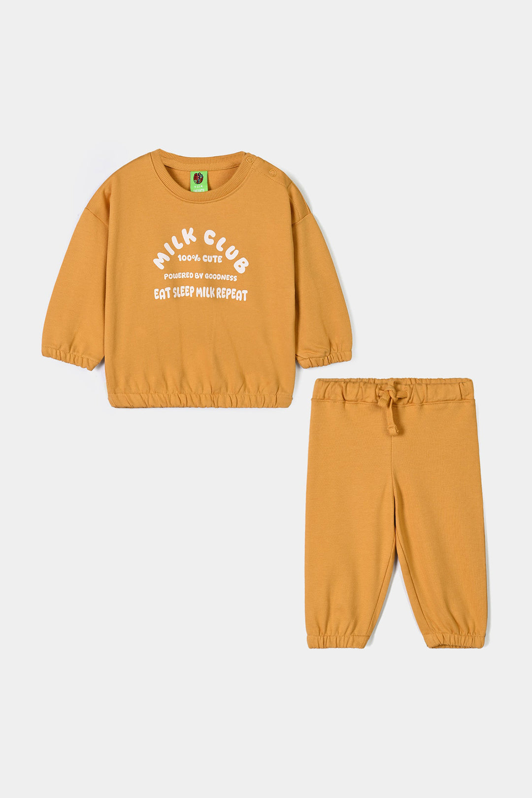 Infant Boys Cotton Terry 2 Piece Suit Milk Club-Yellow