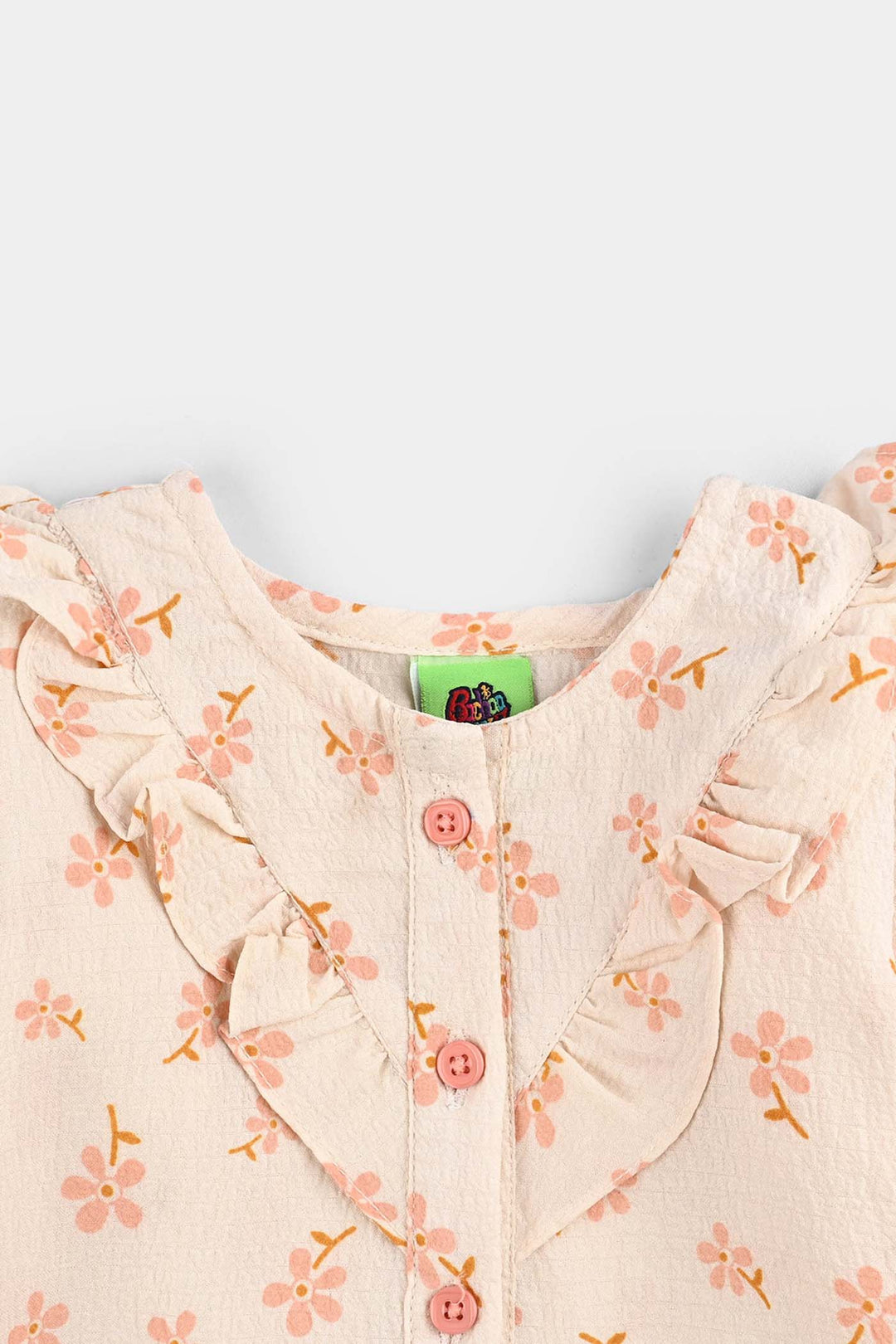 Infant Girls Chiffon 2 Pc Suit-Textured Flora-OFF-White