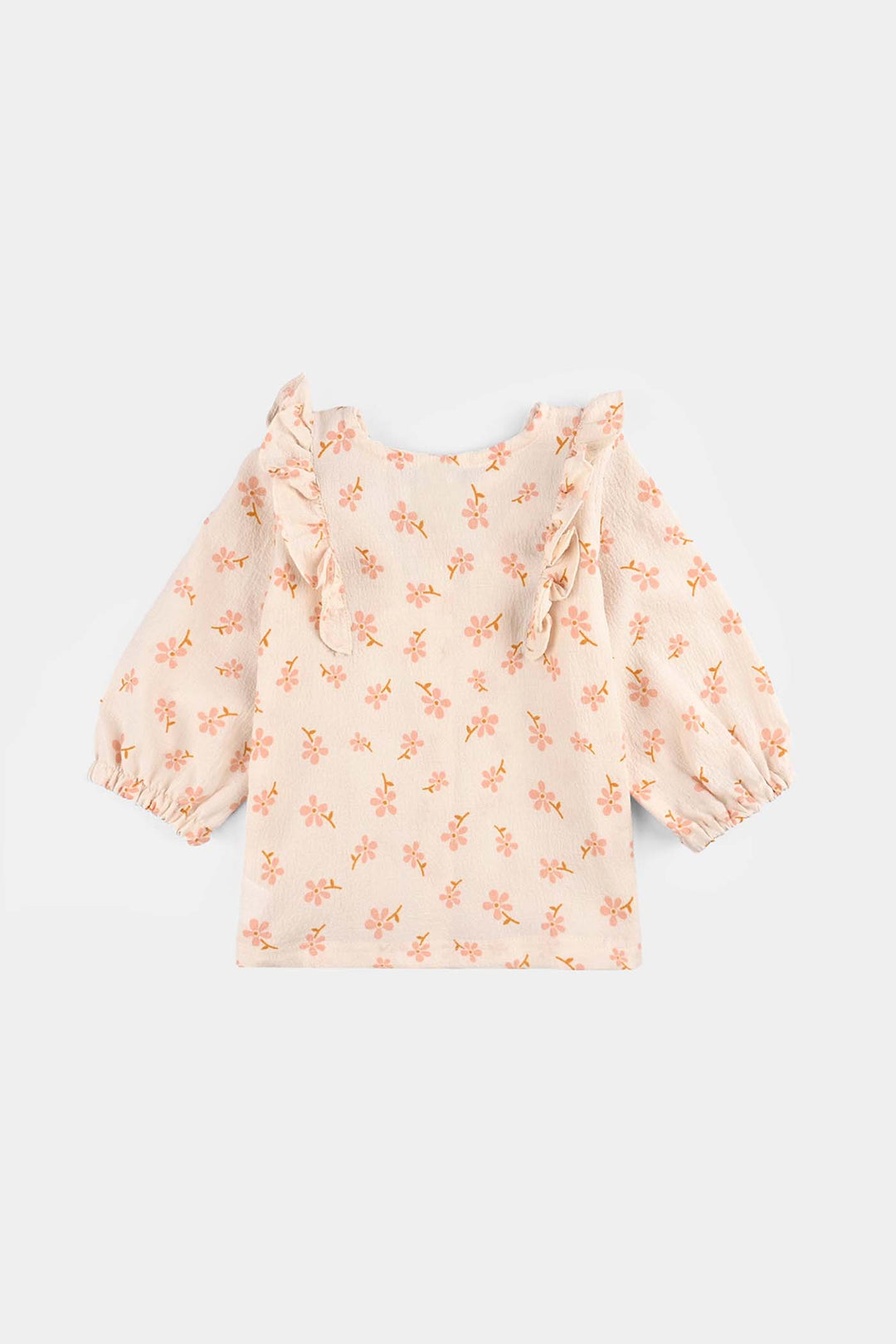 Infant Girls Chiffon 2 Pc Suit-Textured Flora-OFF-White