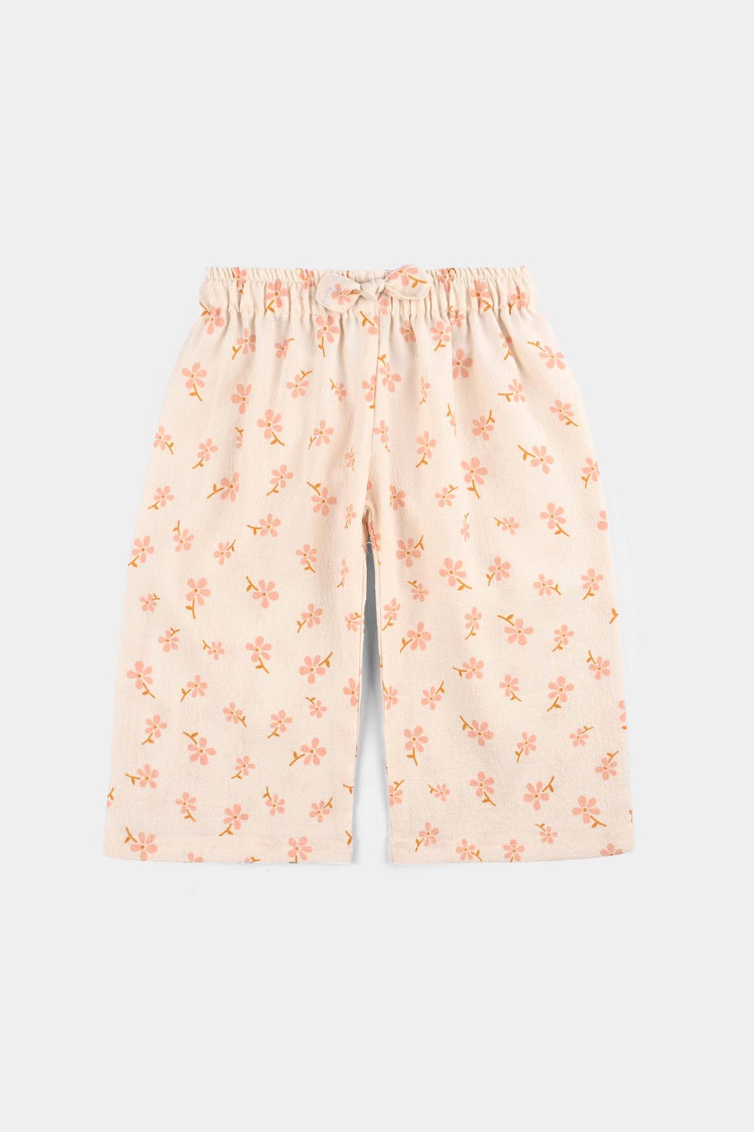 Infant Girls Chiffon 2 Pc Suit-Textured Flora-OFF-White