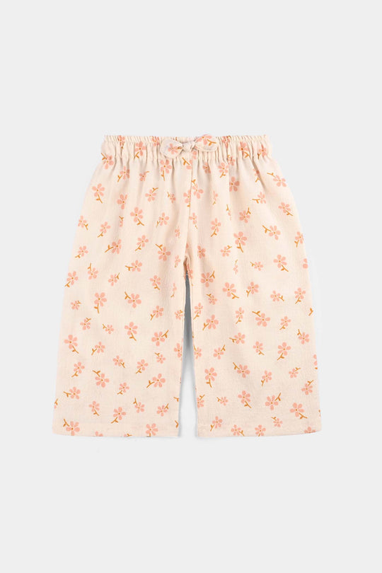 Infant Girls Chiffon 2 Pc Suit-Textured Flora-OFF-White