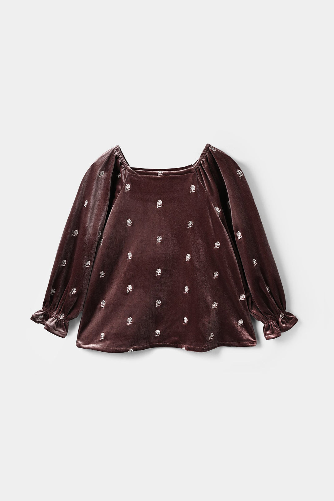 Girls Velvet Emb Top Winter Garden - Purple