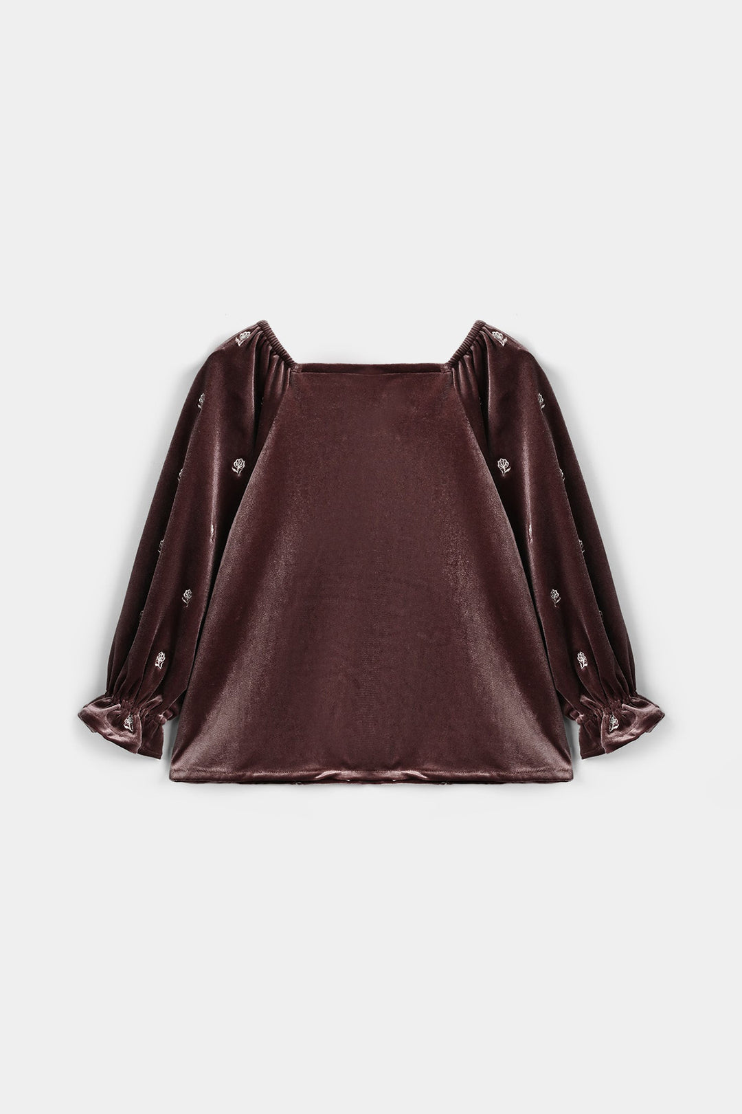 Girls Velvet Emb Top Winter Garden - Purple
