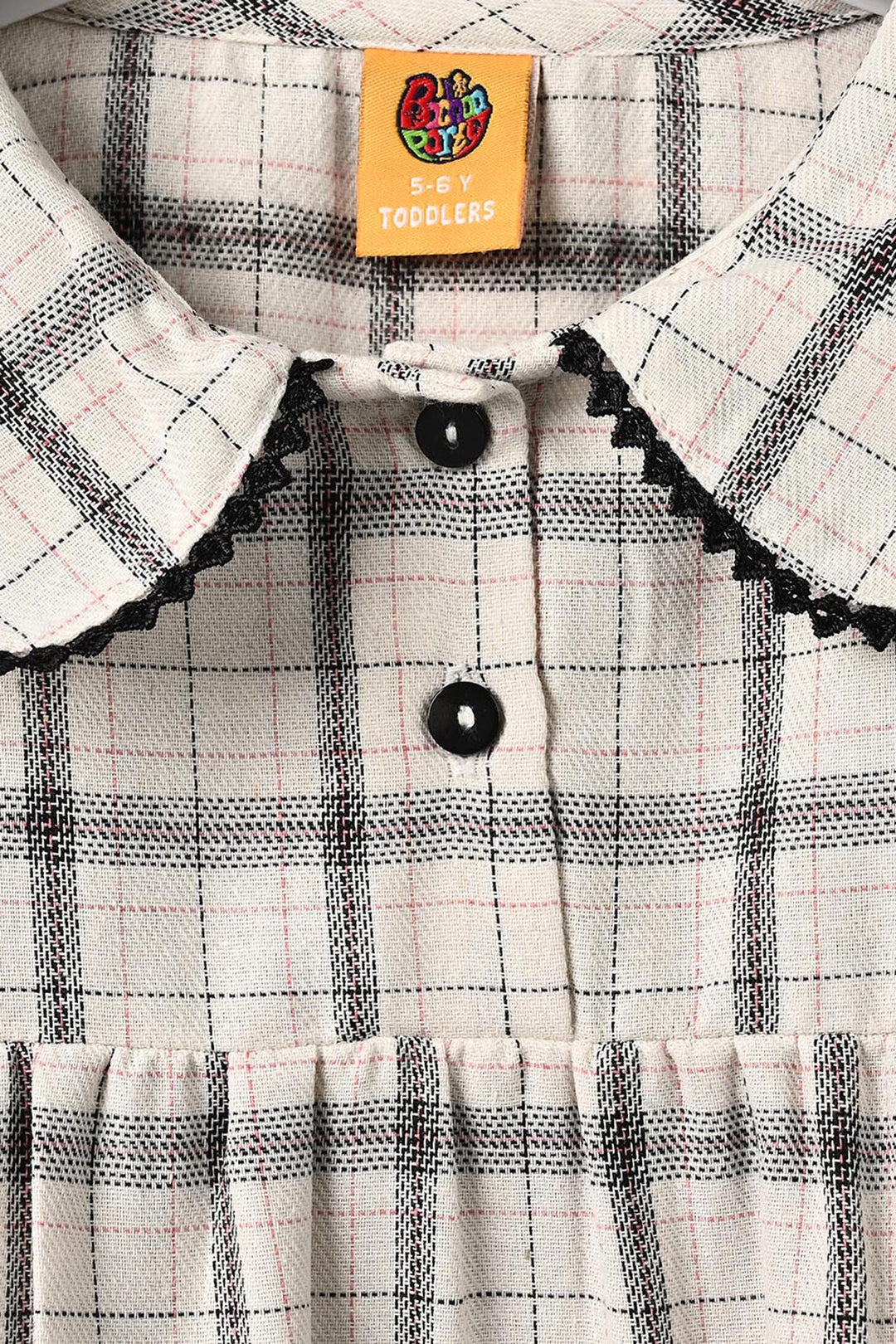 Girls Poly Cotton Casual Frock Vintage- Checkered