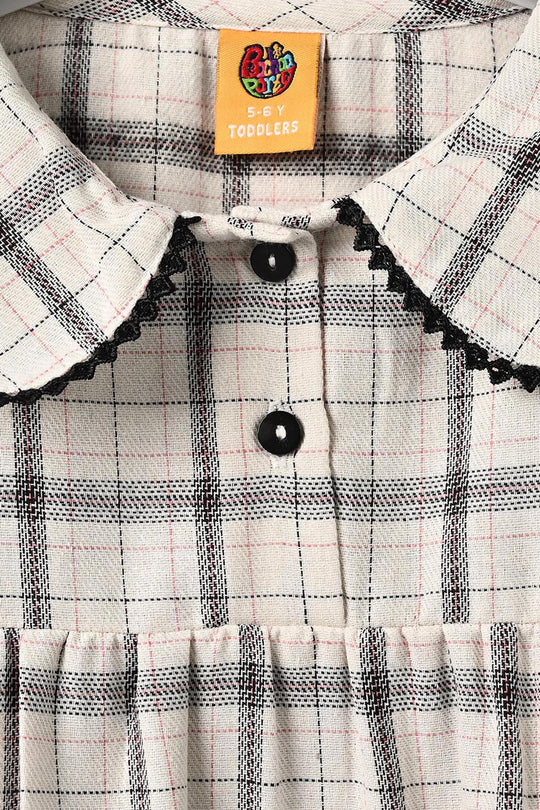 Girls Poly Cotton Casual Frock Vintage- Checkered