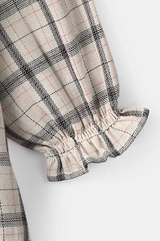 Girls Poly Cotton Casual Frock Vintage- Checkered