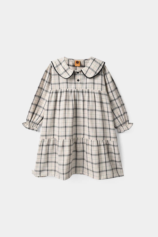 Girls Poly Cotton Casual Frock Vintage- Checkered