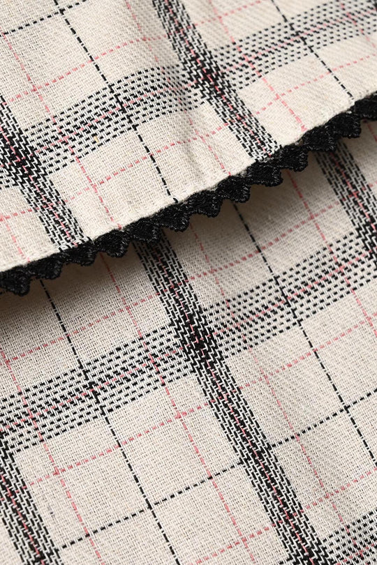 Girls Poly Cotton Casual Frock Vintage- Checkered