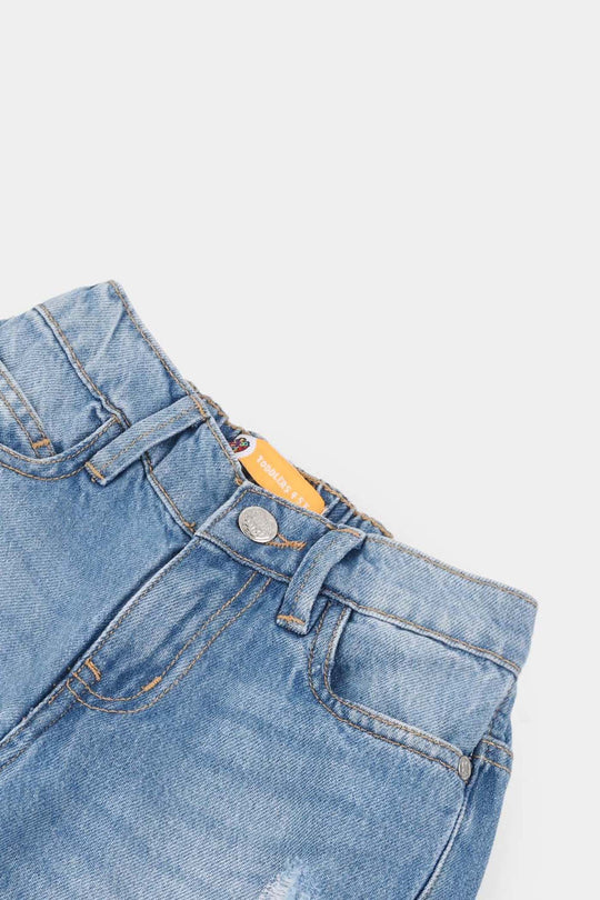 Boys Denim Stretch Pant Basic Loose Fit-Mid Blue