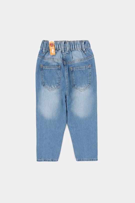 Boys Denim Stretch Pant Basic Loose Fit-Mid Blue