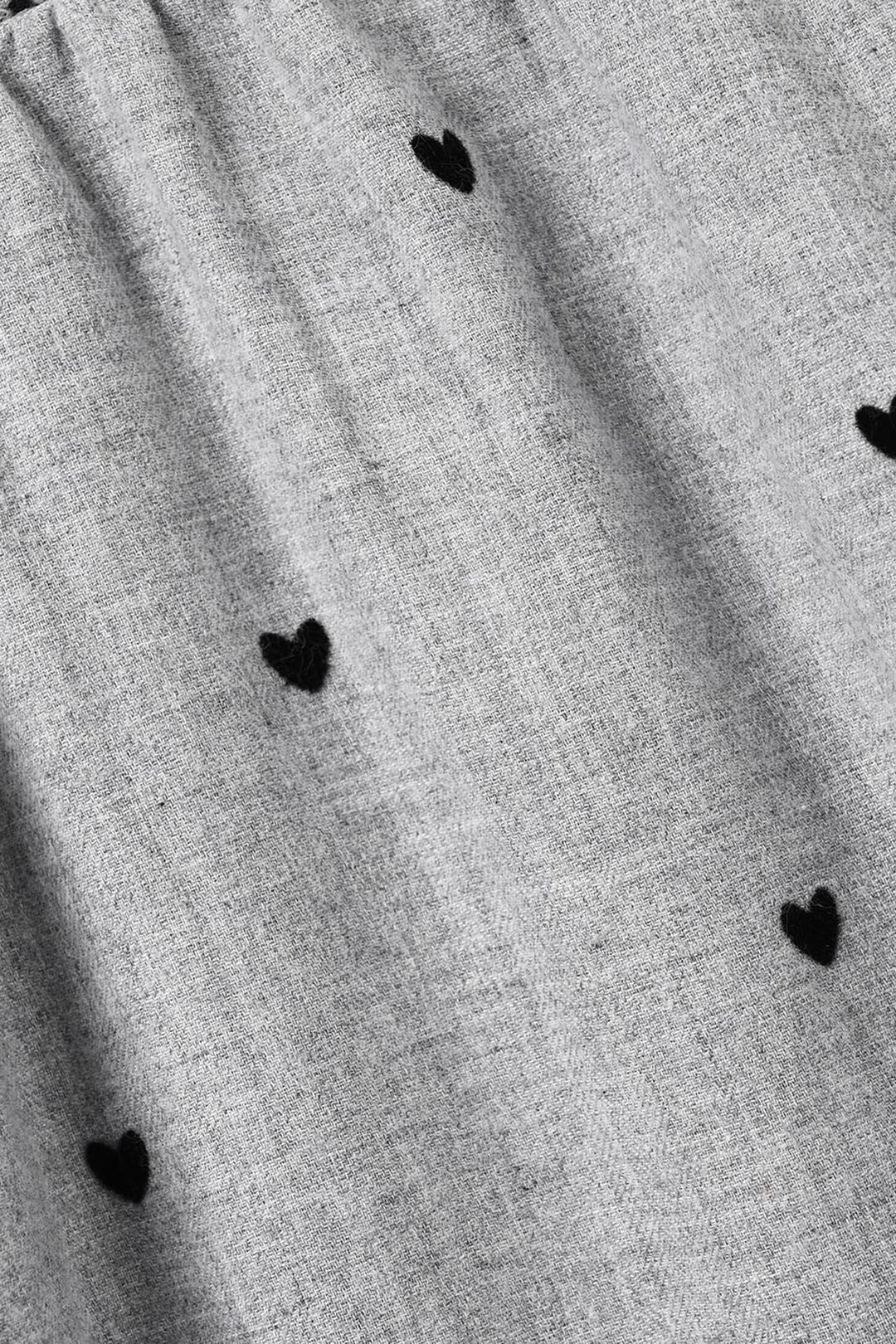 Girls Poly Viscose Casual Frock Black Hearts - GREY