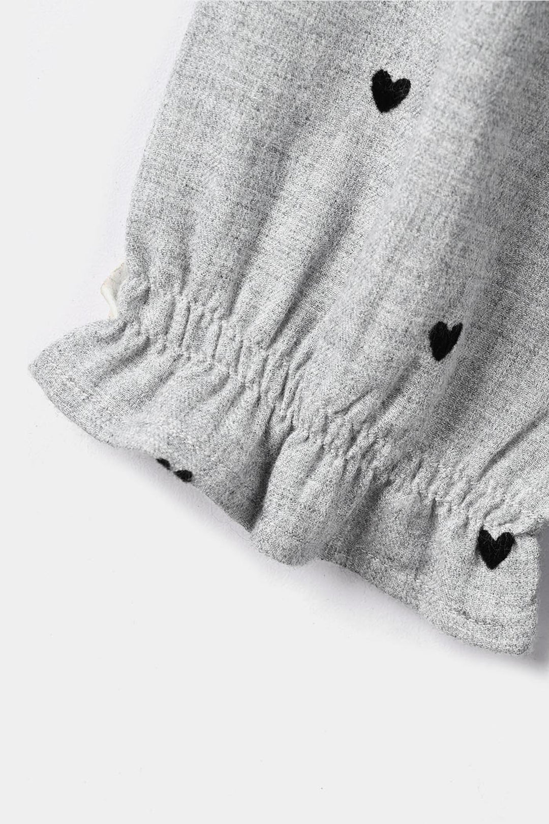Girls Poly Viscose Casual Frock Black Hearts - GREY