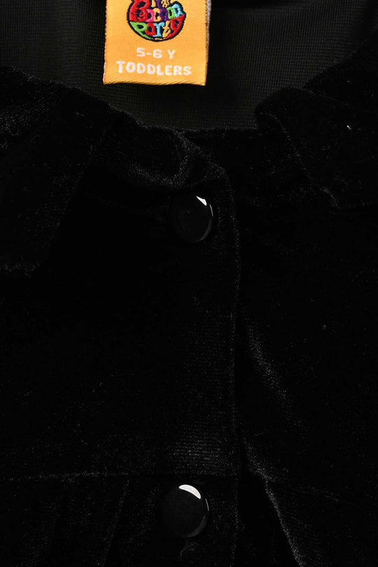 Girls Velvet Casual Top Shimmer-BLACK