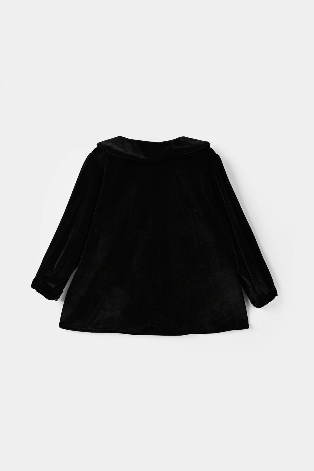 Girls Velvet Casual Top Shimmer-BLACK
