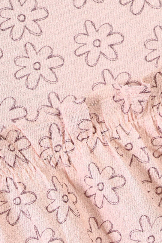 Girls Cotton Dress Tiny Flower-LT.Peach