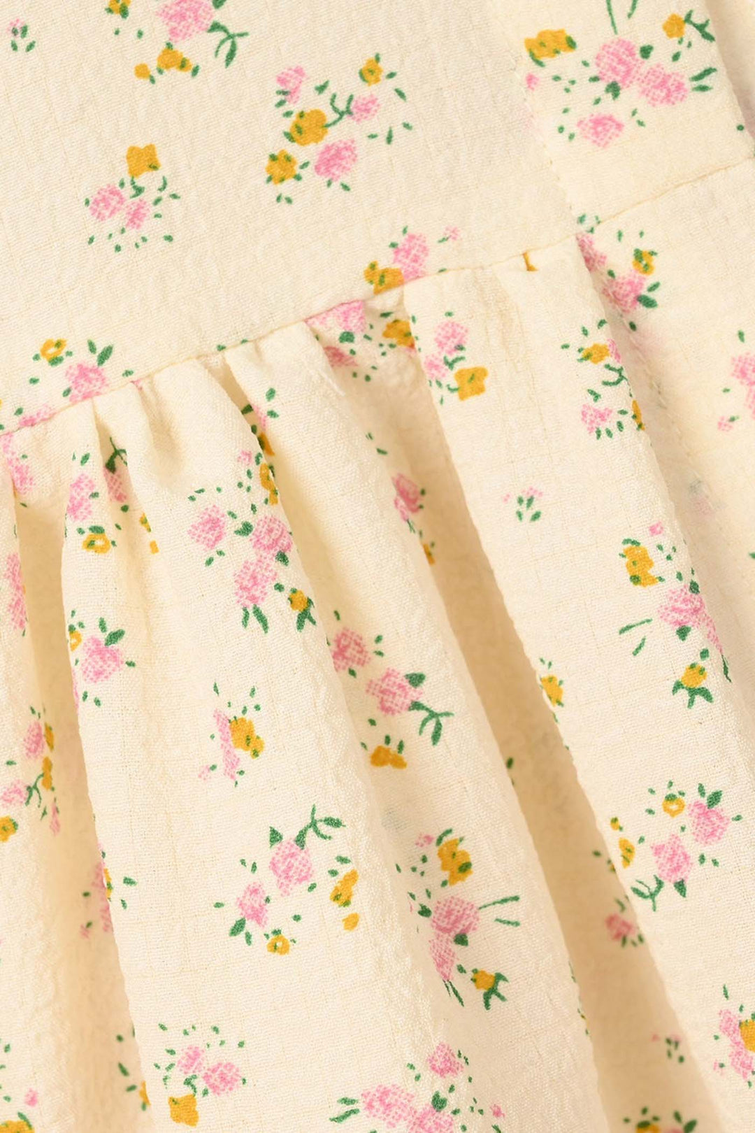 Girls Poly Crinkle Casual Frock (Crinkles) - Off White