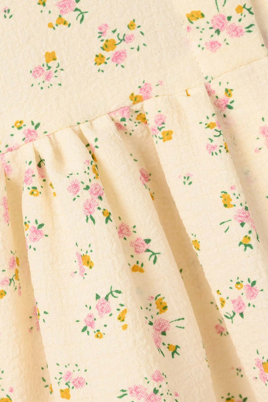 Girls Poly Crinkle Casual Frock (Crinkles) - Off White