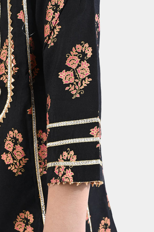 Girls Raw Silk 3PC Suit Chamak Dhamak-BLACK