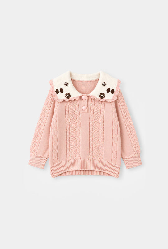 Infant Girls Acrylic Co-ord Set-Scallop Callar-LT.Pink
