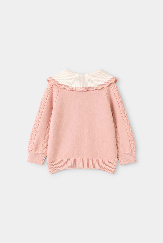 Infant Girls Acrylic Co-ord Set-Scallop Callar-LT.Pink