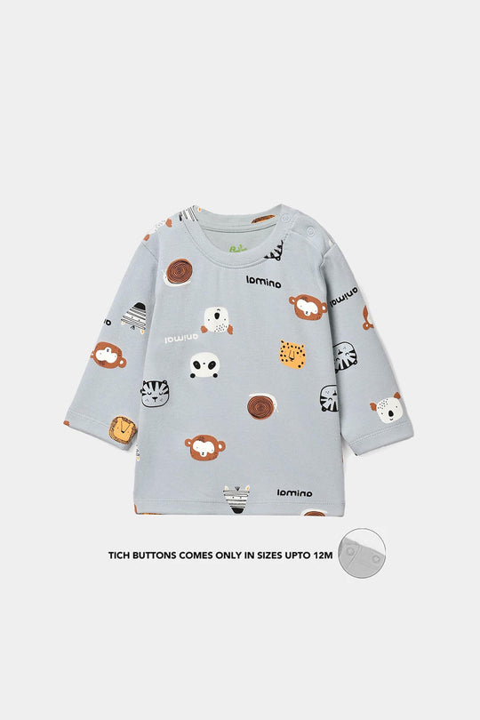 Infant Boys Cotton Jersey 2Pcs Suit Mini Zoo-Blue