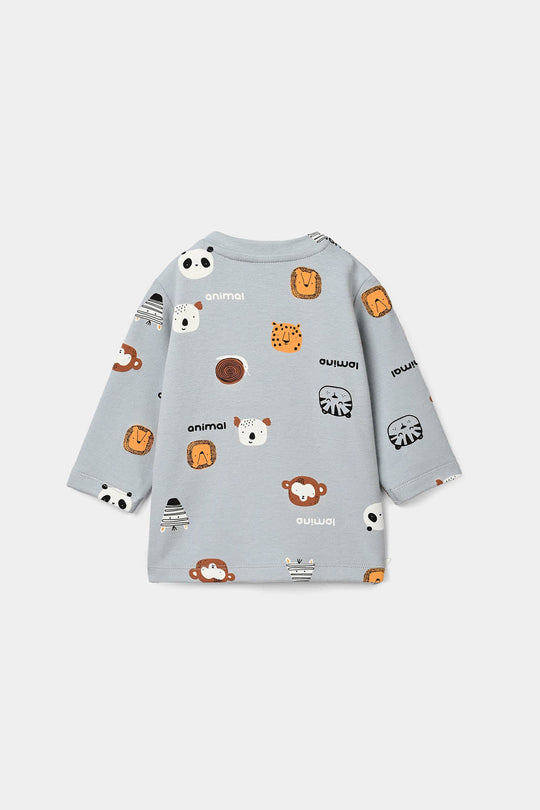Infant Boys Cotton Jersey 2Pcs Suit Mini Zoo-Blue