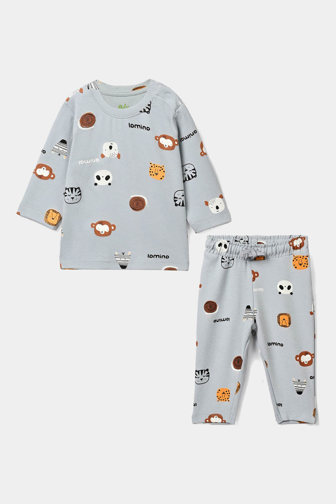 Infant Boys Cotton Jersey 2Pcs Suit Mini Zoo-Blue
