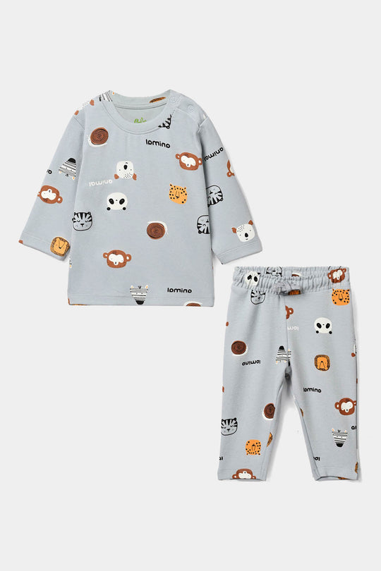 Infant Boys Cotton Jersey 2Pcs Suit Mini Zoo-Blue