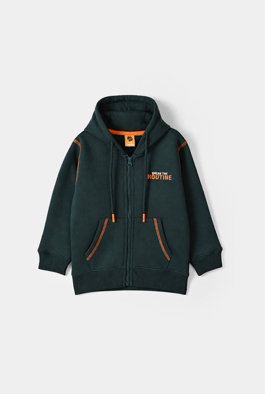 Boys Fleece Knitted Jacket The Routine-Green