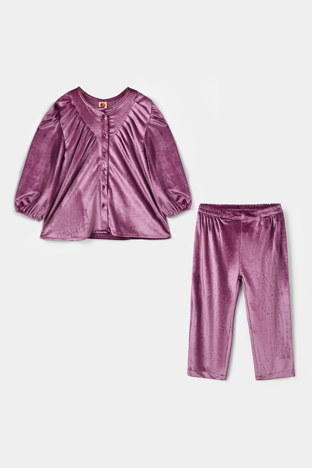 Girls Velvet Co-Ord Set Raspberry