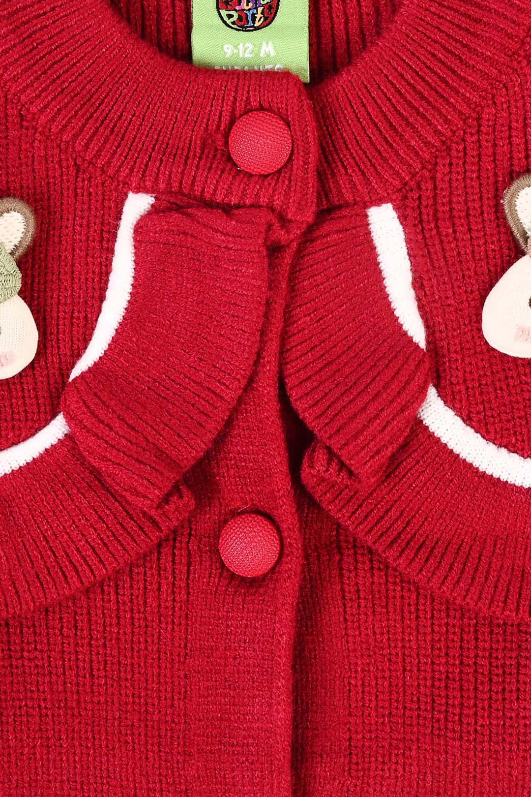 Infant Girls Acrylic Romper-Scarlet Bunny-Red