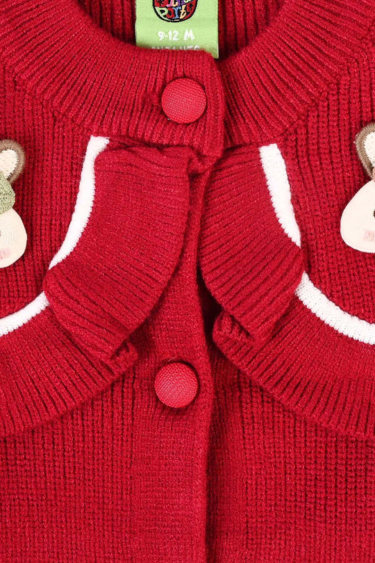 Infant Girls Acrylic Romper-Scarlet Bunny-Red