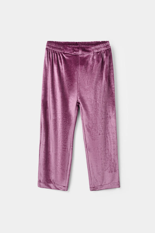 Girls Velvet Co-Ord Set Raspberry