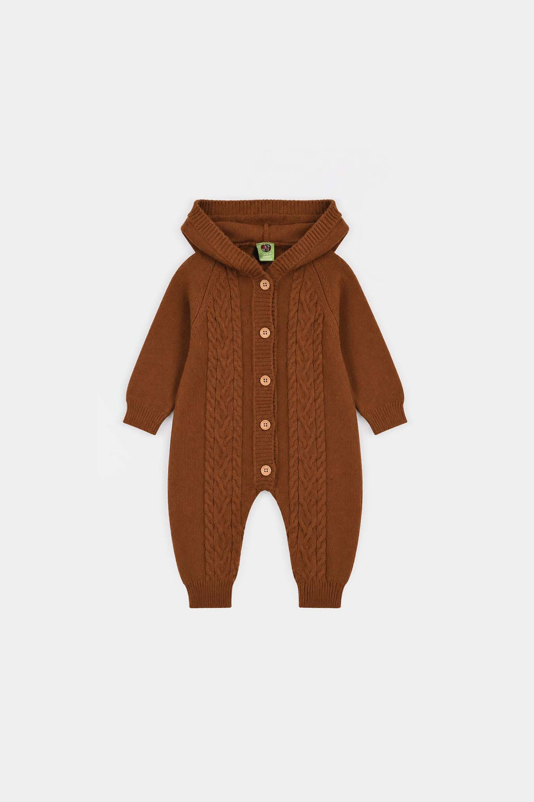 Infant Boys Acrylic Romper-Hooded Bear-Rust