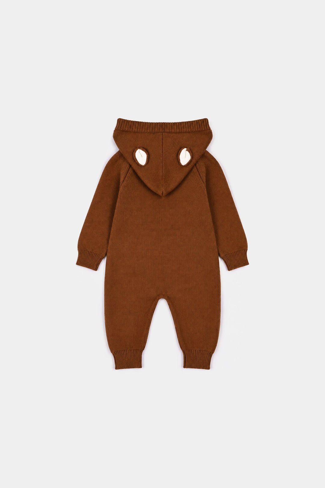 Infant Boys Acrylic Romper-Hooded Bear-Rust