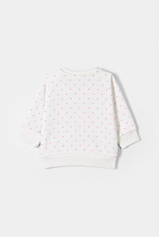 Infant Girls Fleece 2 Piece Suit Positive Vibes-White
