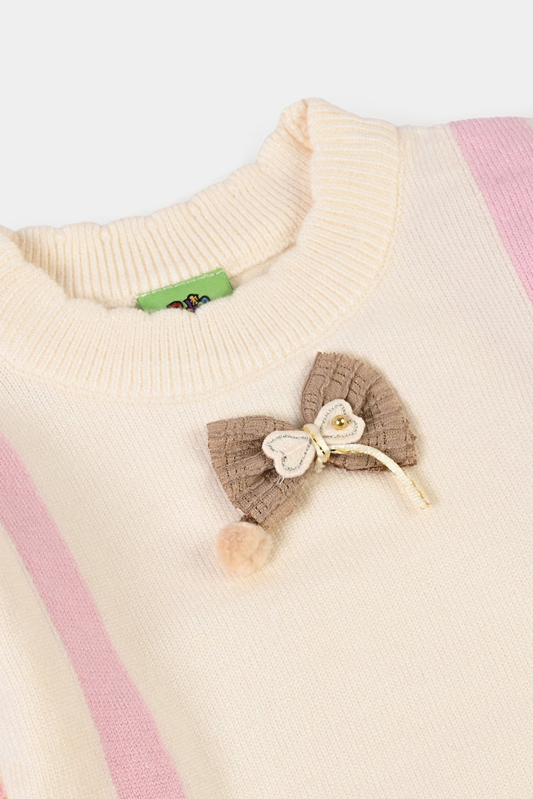 Infant Girls Acrylic Romper-Bunny Bow-Pink