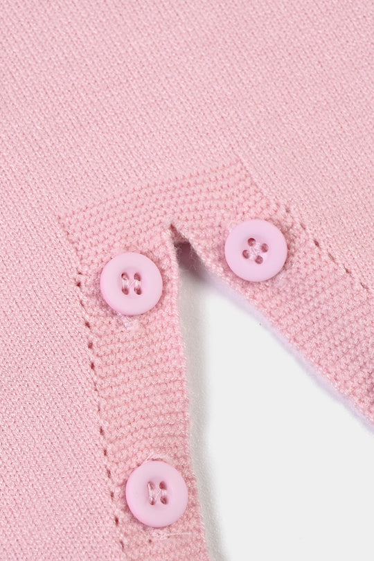 Infant Girls Acrylic Romper-Bunny Bow-Pink
