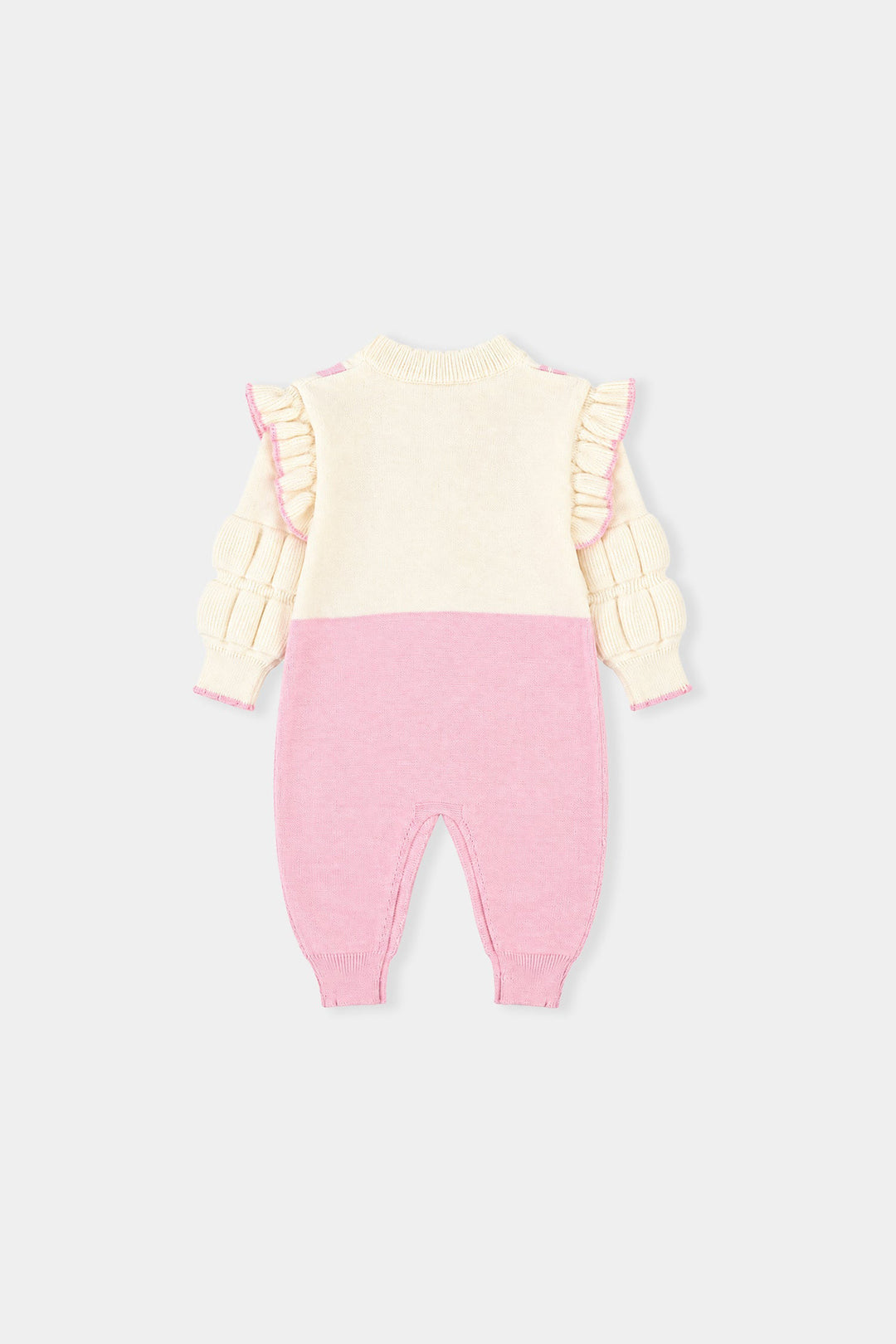 Infant Girls Acrylic Romper-Bunny Bow-Pink