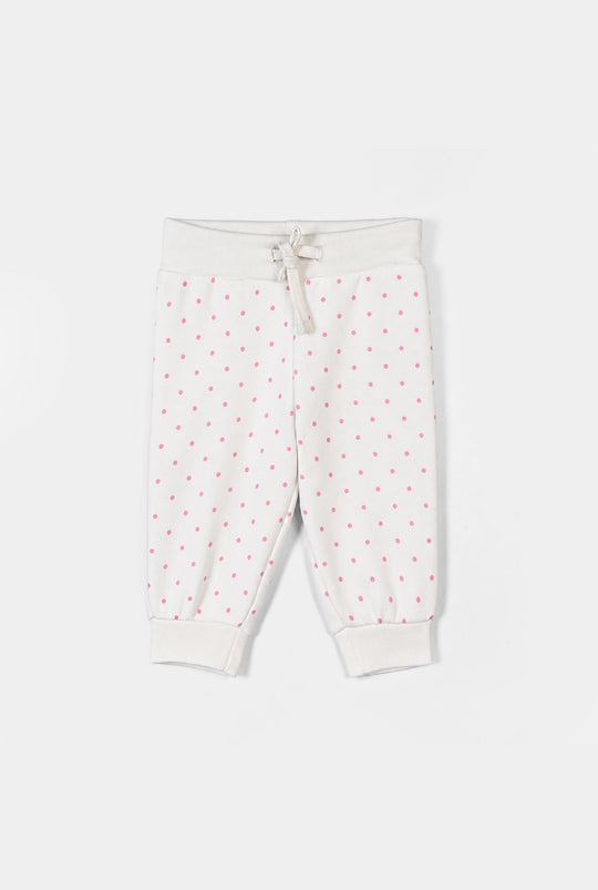 Infant Girls Fleece 2 Piece Suit Positive Vibes-White