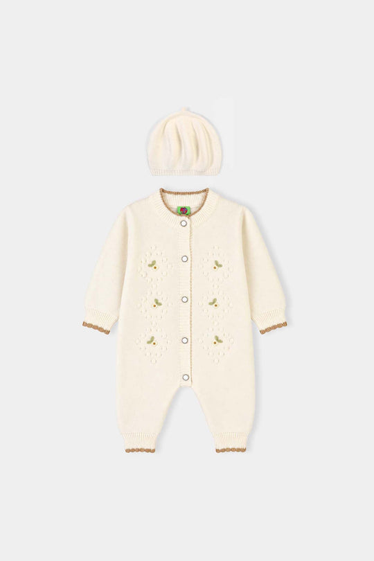 Infant Girls Acrylic Romper-Little Blossom-OFF-White