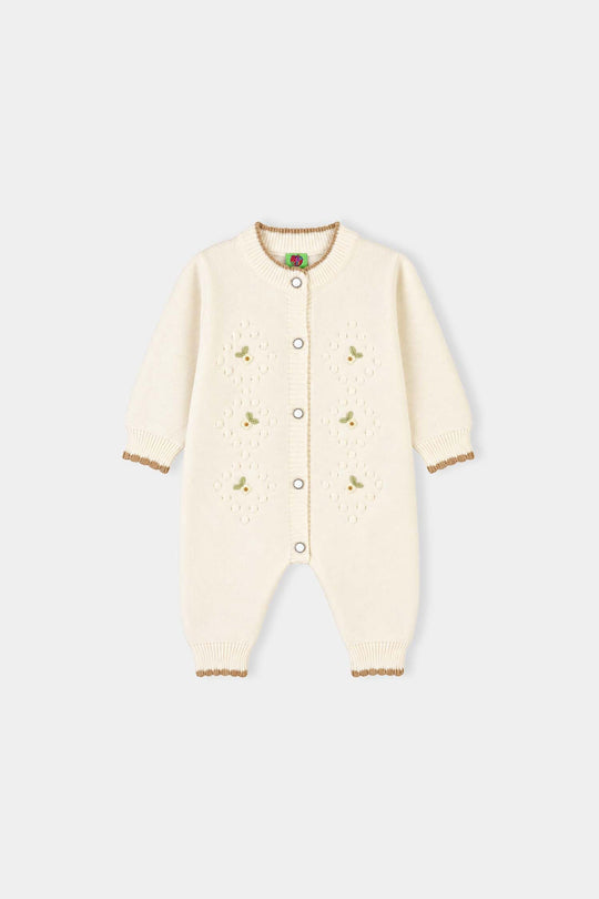 Infant Girls Acrylic Romper-Little Blossom-OFF-White