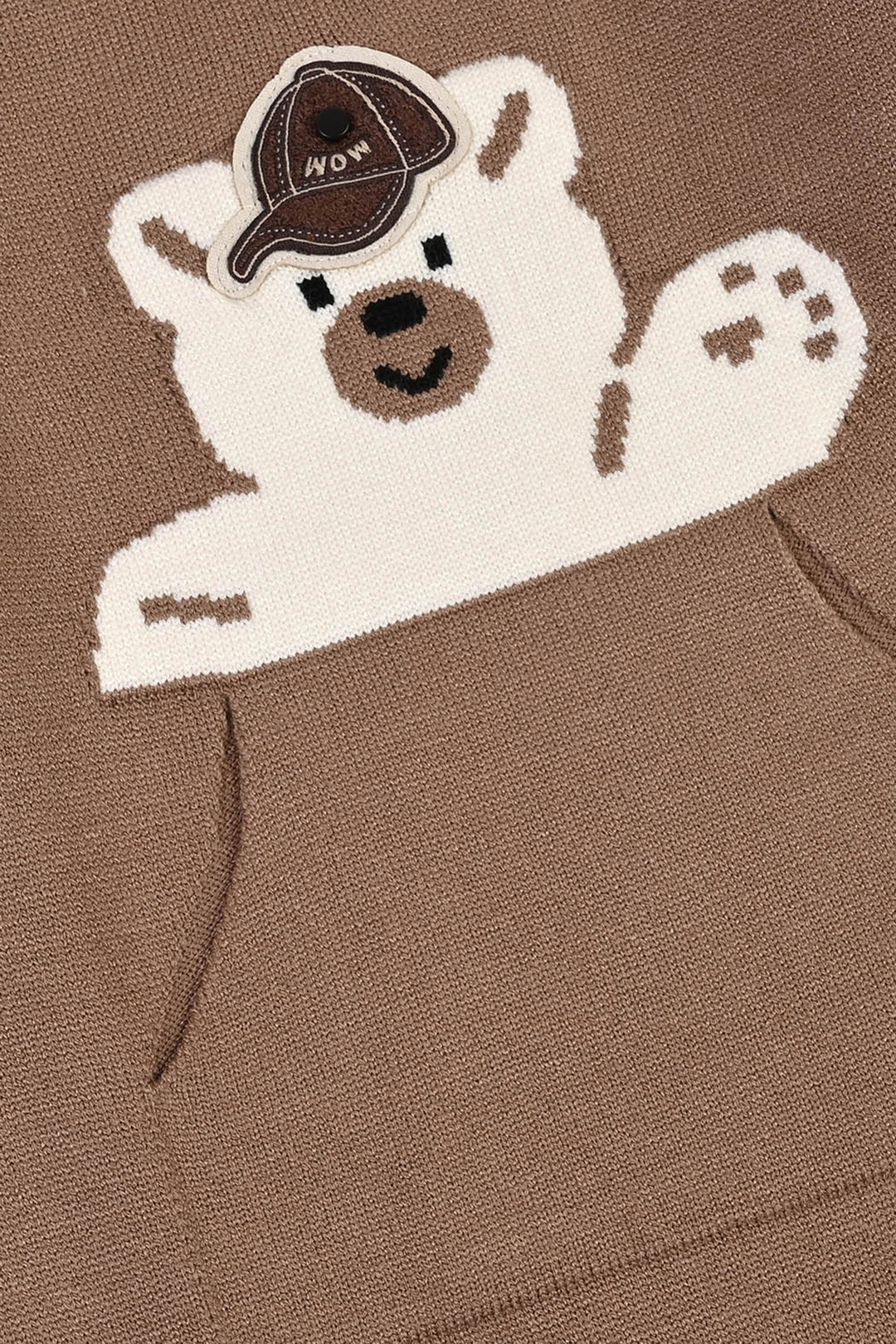 Infant Boys Acrylic Romper-Cool Bear-BROWN