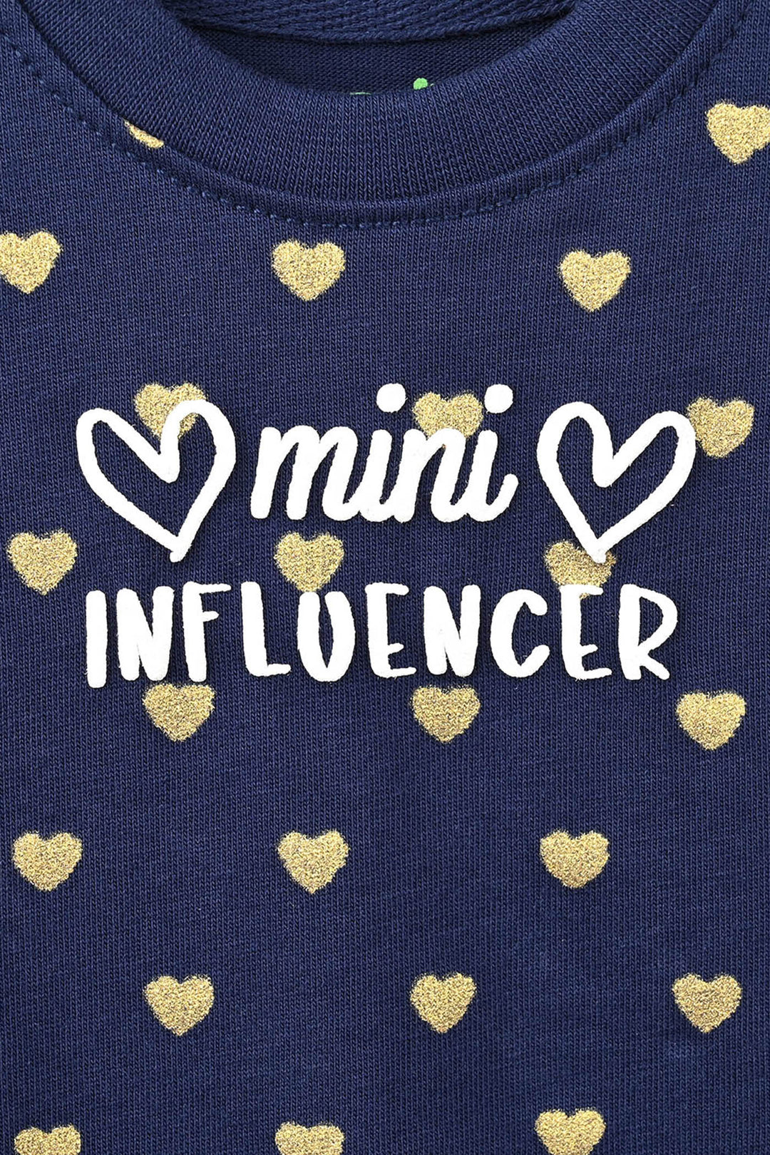 Infant Girls Cotton Jersey T-Shirt Full Sleeves Mini Influencer - Navy