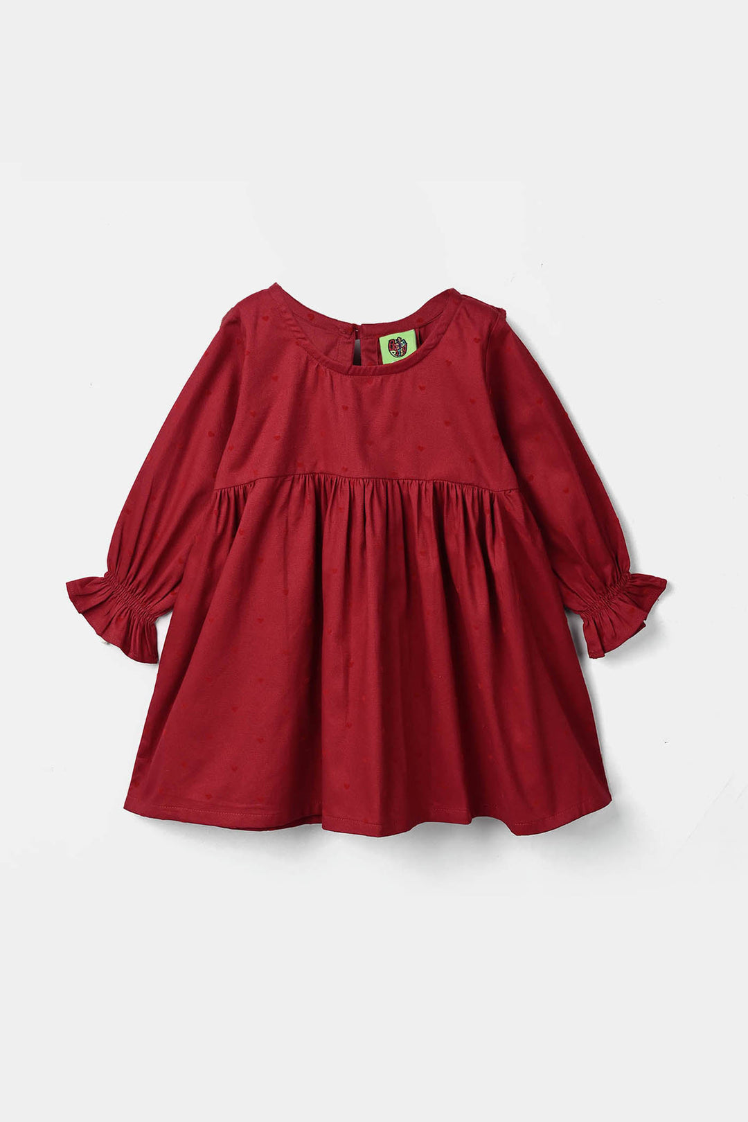 Infant Girls Poly Twill Casual Frock Ruffle-RED