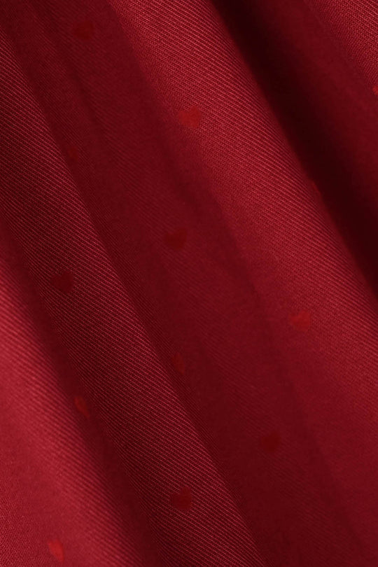 Infant Girls Poly Twill Casual Frock Ruffle-RED
