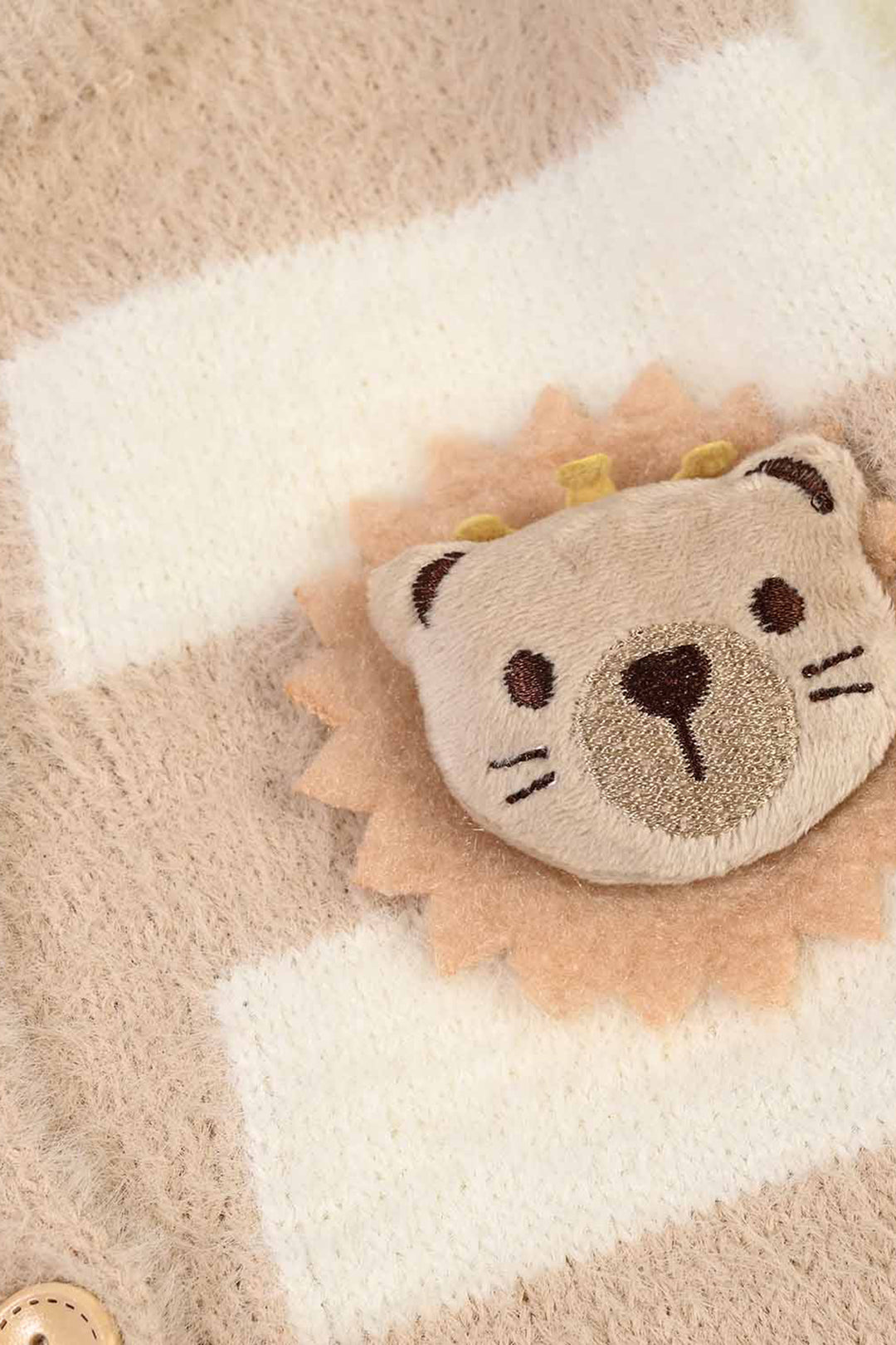 Infant Boys Acrylic Romper-Cozy Lion-Lt.Brown
