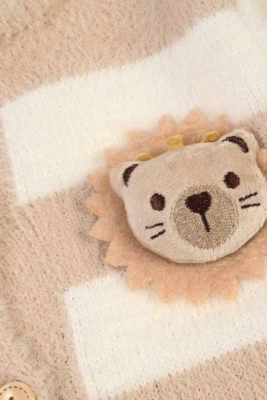 Infant Boys Acrylic Romper-Cozy Lion-Lt.Brown