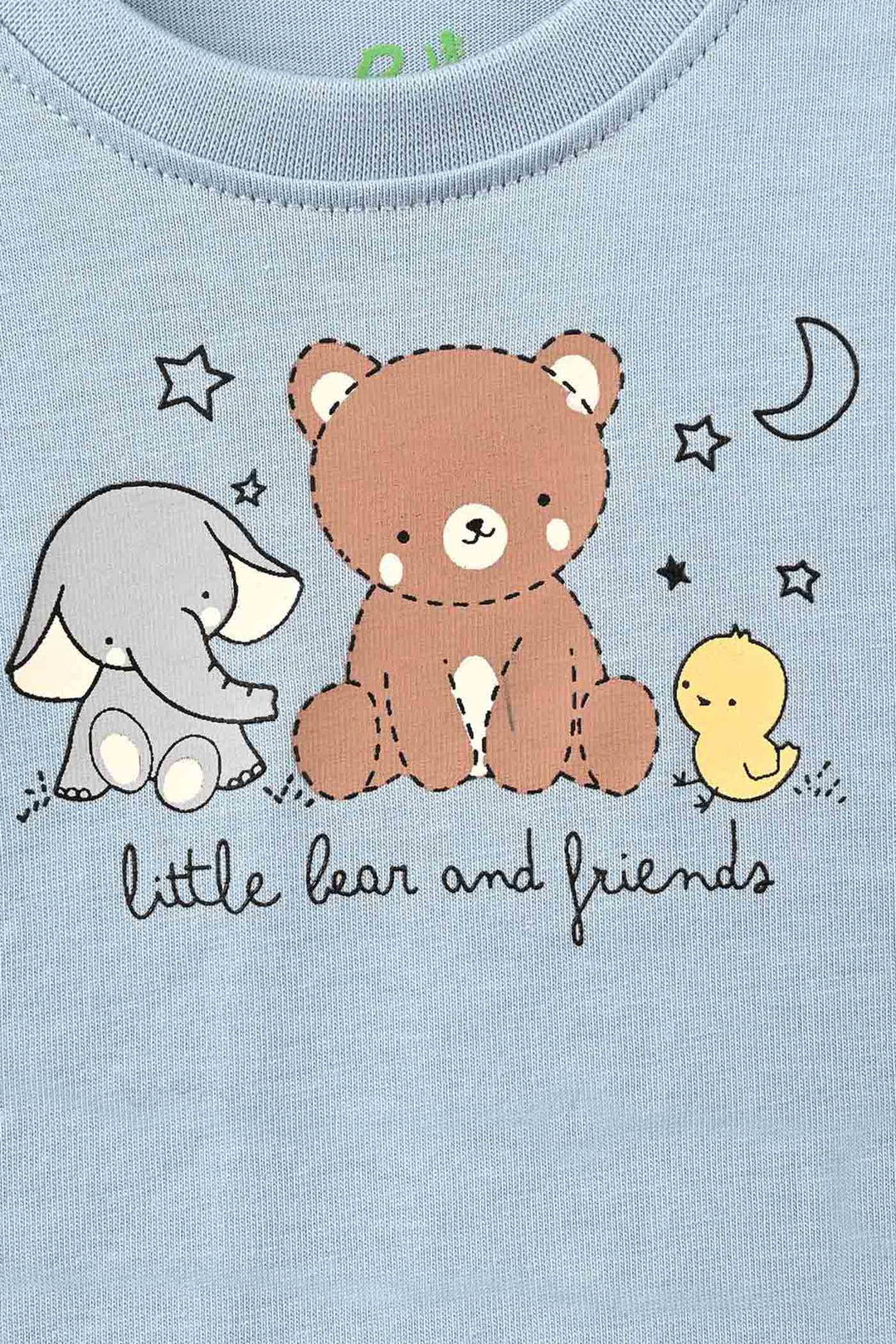 Infant Boys Cotton Jersey T-Shirt Full Sleeves Bear & Friends - Blue & Fog